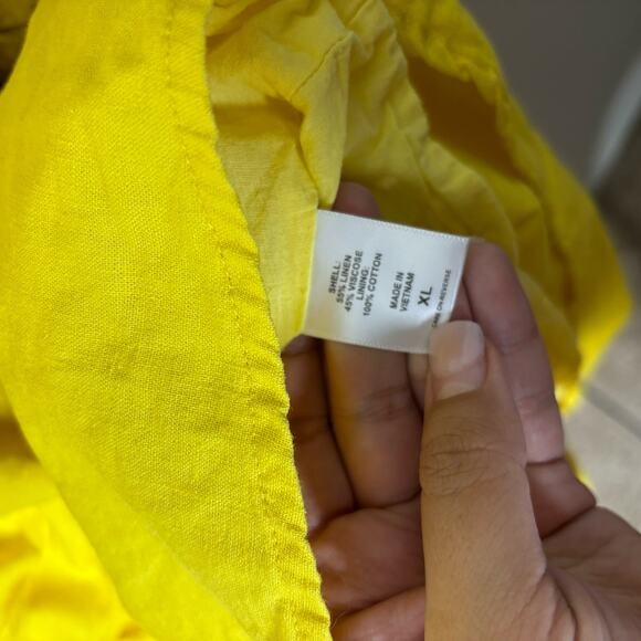 New York & Company Canary Yellow Linen Blend Mini Dress Women's Size XL - Picture 5 of 9